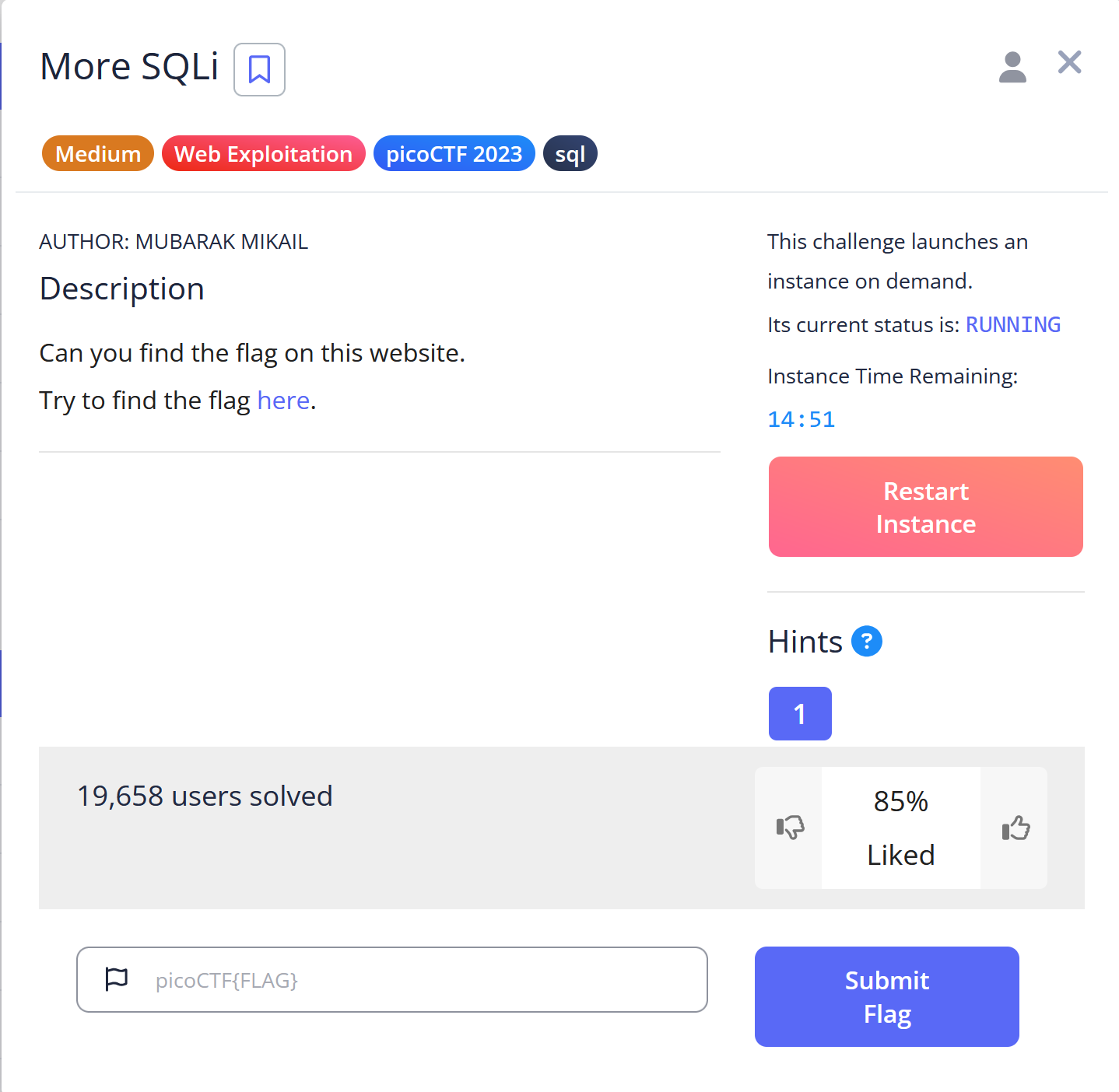 picoctf More SQLi screenshot